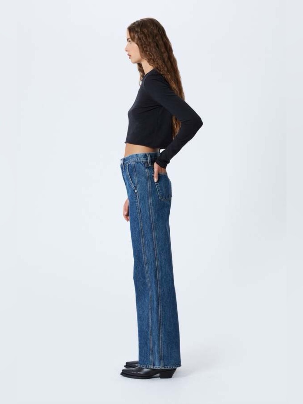 SLVRLAKE 28 Grace Double Seam Wide Leg Jeans Forbidden Love - Picture 5 of 13